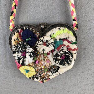 Christian Lacroix Bazar Heart Purse Womens Small Embroidered Beaded Bag Handbag